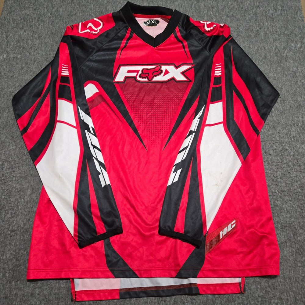 Fox Racing Vintage Motocross Jersey Mens XL Red Black HC Series Long Sleeve